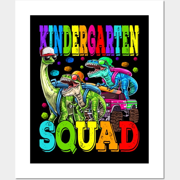 Kindergarten Squad Monster Truck Dinosaur Back To School Wall Art by eyelashget